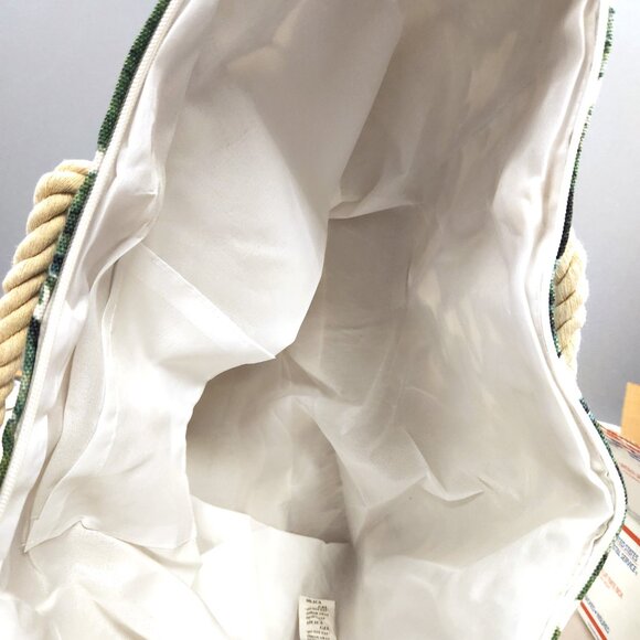 Canvas Tote Bag Large - NWT - Green Leaves Print - Picture 5 of 9